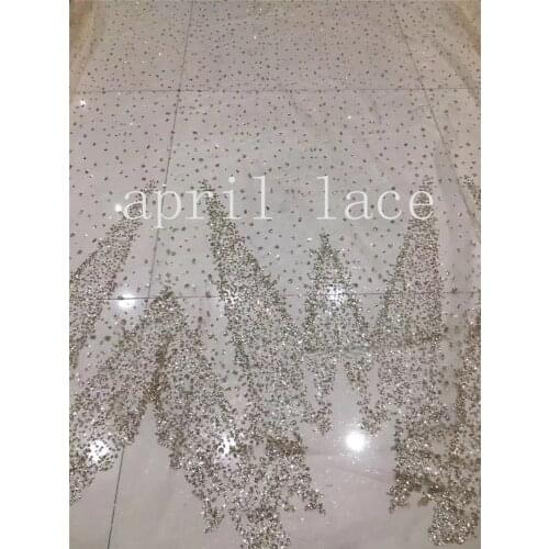 Free ship 5 yards/bag AA1531 # champagne gold color dot african glued glitter hand print tulle net mesh fabric for wedding