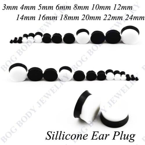 BOG-"SUPER-FLEX" Twin Tone Double Flare Saddle Silicone Ear Plug Double Color Sillicone Ear Gauges