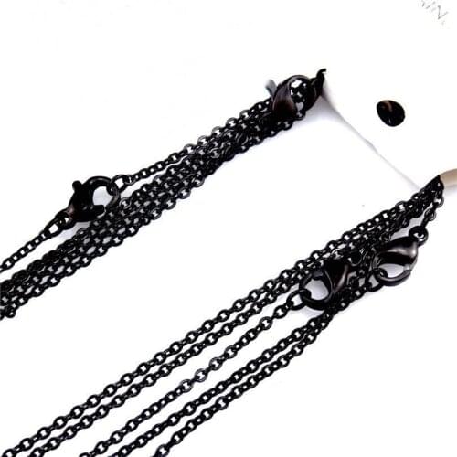 12pcs 21871 Fashion Stainless Steel Chains Necklace Black/Silver Rolo Link Box Snake Curb Chain Hip Hop DIY Handmade Jewelry