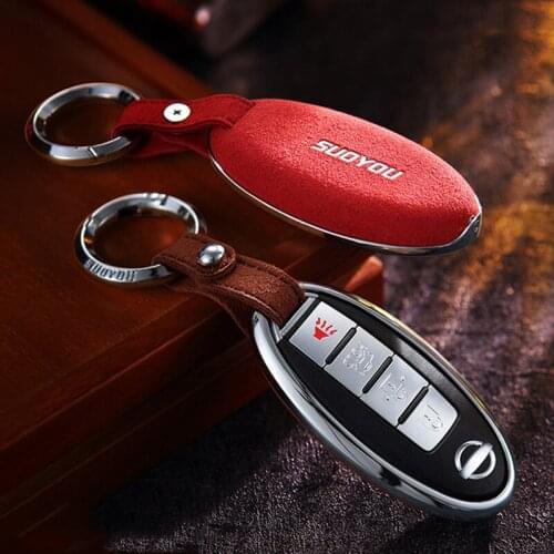 Genuine Leather Galvanized Alloy Car Key Case Cover For Nissan TEANA Qashqai Juke Pathfinder Versa Tidda Murano Rogue X-Trail