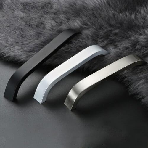Black/matte/silver Kitchen Cabinet handles for Furniture Cabinet knobs and pulls Drawer Aluminum Alloy Handle