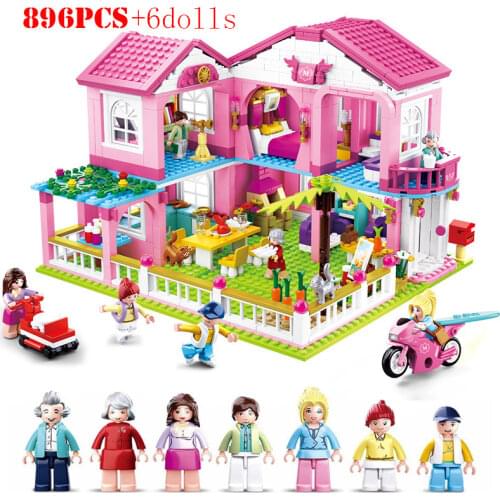 Girl Series Dream Villa Pink House Big Garden Building Blocks Technical Friends Bricks Children Educational Toys Birthday Gifts
