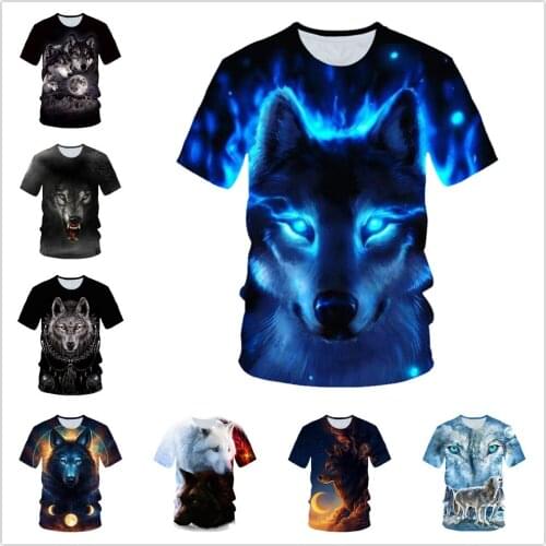 Summer Women Men Harajuku 3D Tshirts Boy Girl Animal Wolf Moon Funny Printing T-Shirt Children Birthday Party Streetwear Clothes
