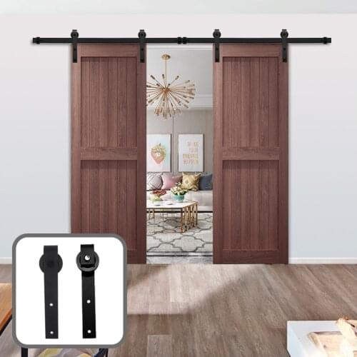 Gifsn Sliding Barn Door Steel Hardware Kit Closet Door Hardware J-Shaped Hangers for 4-9.6FT Double Door