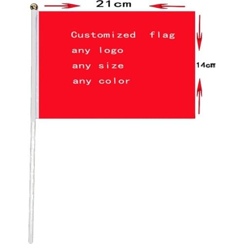 Custom 14x21cm 10pcs Hand Waving Flags With Plastic Flagpoles Small Chinese Activity Parade Sports Decoration