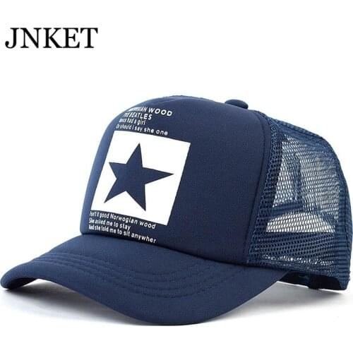 JNKET New Fashion Unisex Five-pointed Star Mesh Baseball Cap Breathable Sun Hat Adjustable Snapback Hat Gorras
