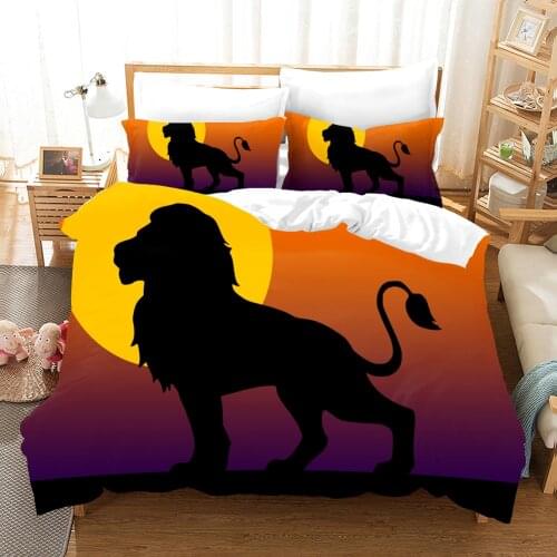 Animal Lion Silhouettes Bedding Set Cool 3d Duvet Cover Sets Comforter Bed Linen Twin Queen King Single Size Luxury Fashion Gift