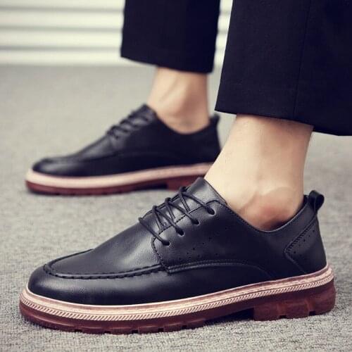 Sneakers split Leather Men Flats lace up fashion Black Men Shoes sewing For Gentlemen Oxfords hommes chaussures Man Shoes