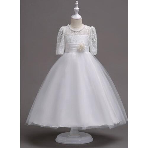 Girl Flower Lace Princess Wedding Party Dresses Kids Evening Ball Gowns Formal Clothes for Girls 5 8 10 12 14 16 Years Old
