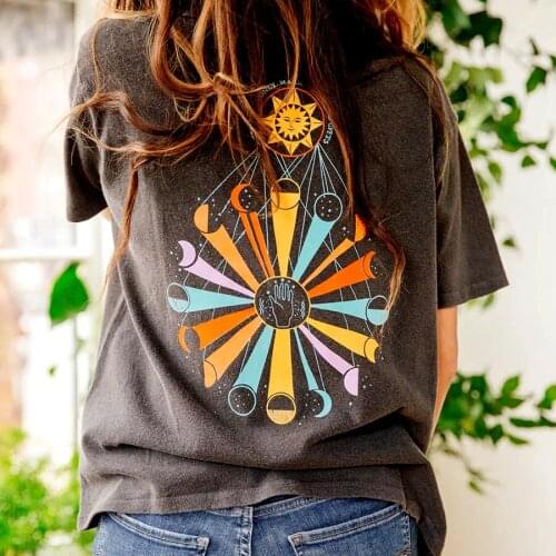 Le Luz Floral Printed Summer Graphic Tees Black Cotton Women T-shirt Vintage Short Sleeve Rock Tee Roll Tshirt Tee Shirt Summer