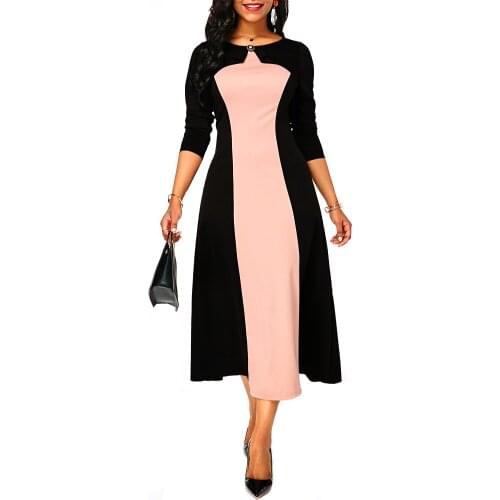 Summer Autumn Dress Women 2021 Casual Plus Size Slim Ball Gown Maxi Dresses Vintage Sexy Patchwork Sweet Long Party Dress 5XL