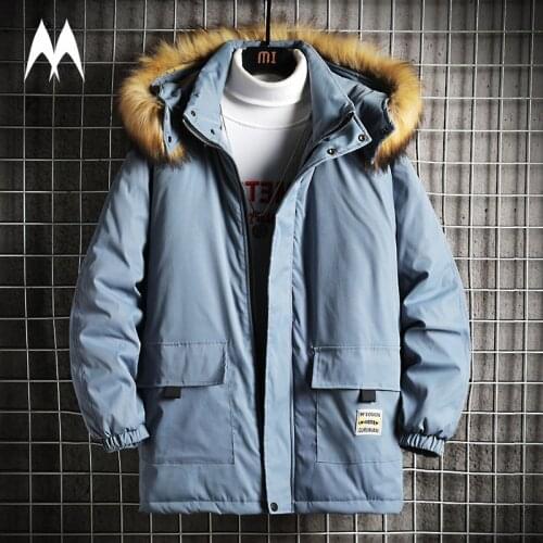 Fur Collar Winter Jacket Men Streetwear 2021 Brand New Thick Warm Coat Men High Street Windbreaker Jacket Male Fashion Outerwear