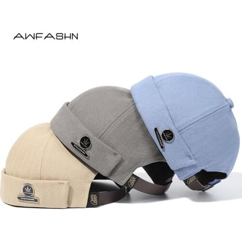 Knitted Landlord Hat Casual Brimless Hat Breathable Beanie Hats Cotton Fashion Adjustable Hip Hop Hat Men Sailor Cap Women 2021