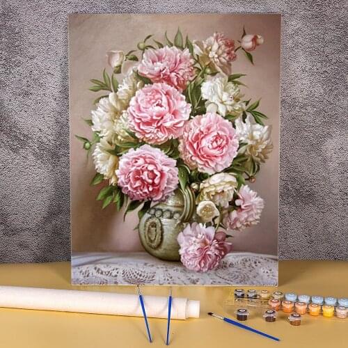 Flower Rose DIY Paint By Numbers Kit Acrylic Paints 50*70 Canvas Pictures Home Decor For Children Art