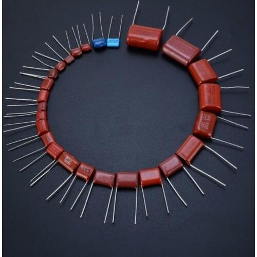 200pcs Metal Film Capacitors Assortment Kit 630V 0.001uf~2.2uf High Frequency 25 Value Passive Component Film Capacitor Set