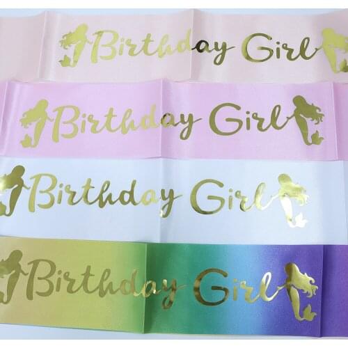 Mermaid Birthday Shoulder Strap First Birthday Girl Party Etiquette Belt Satin Straps Baby Shower Anniversary Decorations