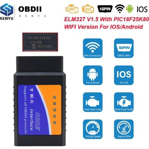 OBD2 elm327 V1.5 wifi PIC18F25K80 Scanner ELM 327 V 1 5 wi-fi odb2 for Android/IOS OBD 2 OBD2 Adapter Car Diagnostic Auto Tool