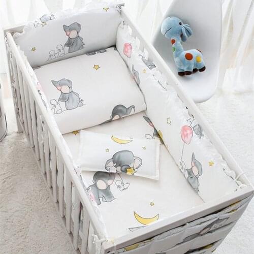 6/9pcs Elephant baby bedding set Cotton bedroom decor Baby Girl Boy Crib Bed Linens bed bumper 120*60/120*70cm