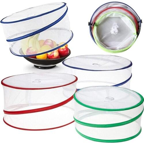 3Pcs Folding Round Reusable Collapsible Mesh Net Kitchen Picnic Food Cover Tent Fold design cover is space saving easy to store