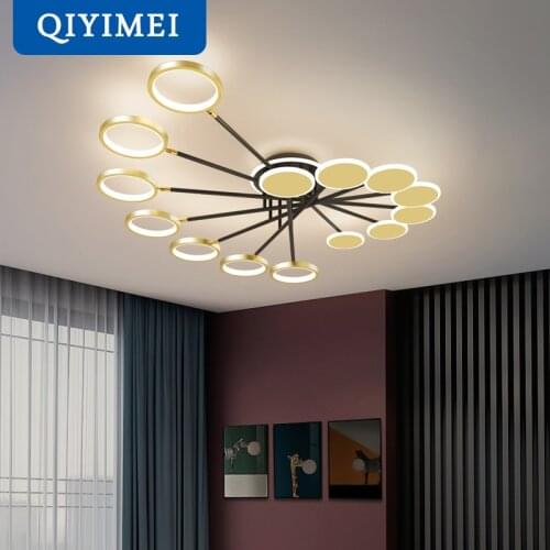 Modern LED Chandelier Lights For Living Room Bedroom Black Golden Indoor Lighting Lamps Creative Luminaire Fixtures AC 90-260V