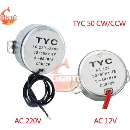 Pro TYC-50 AC 12V AC 220-240V 50/60Hz Stable Synchronous Motor 5/6RPM Robust Torque 4W CW/CCW for Microwave Turntable Fan