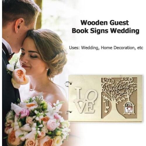 Wedding Guestbook Wooden Heart Hollow Engagement Guest Sign Message Book Craft For Home Decoration And Other Occasions