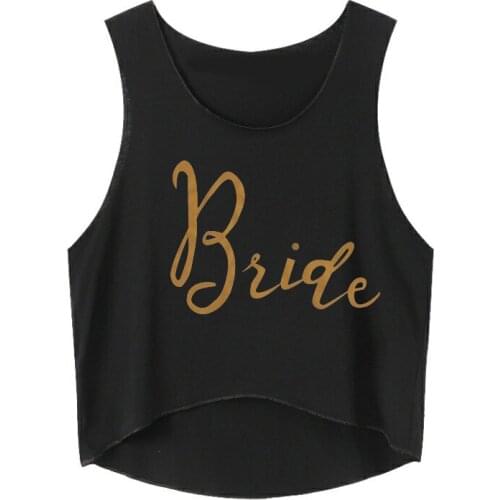 Bride Printing Crop Top Woman Summer Sleeveless Tanks Shirt Female European Style Girls Tank Camis