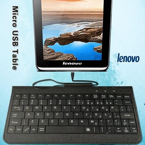 Ultra-Thin Wired Keyboard for Lenovo Miix 2/Phab/Tab 8/Tab E7/Tab 2/3/4 7 Inch 8 Inch Anti-fingerprint Tablet Keyboard+Bracket
