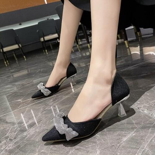Spring Autumn New Womens Fashion Frosted Rhinestone Pointed Stiletto High Heels Pumps Female Party Dress Shoes Wedding Shoe C-1