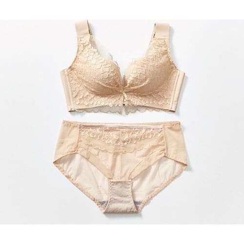 Sexy V-neck lace seamless negative ion no steel ring gathered sleeping bra volcanic stone suit underwear women