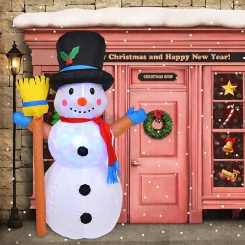 1.2m Inflatable Snowman Doll Christmas New Year Decorations for Home Outdoor Garland Yard Prop LED Light Toy Ornaments Kids Gift