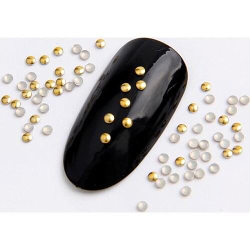 1.5mm/2mm/3mm Gold Silver Hot Fix Flatback Half Round Nail Art Rivet Punk Rock Style For 3D Nail Art Decoration