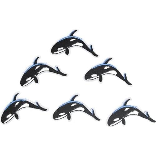 10pcs/lot Diy Cartoon Shark whale Stickers Embroidery Iron On marine animals Patches Clothes Bags Shoes Jeans Sewing Appliques
