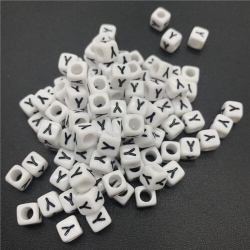 100pcs 6mm Letter Y Square Alphabet Beads Acrylic Beads For Jewelry Making DIY Bracelet Necklace Accessories