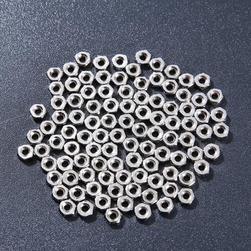 100pcs Hex Full Nut Metal Hexagon Screw Nuts Fasteners Hardware Tools 2mm/2.5mm/3mm/4mm/5mm/6mm
