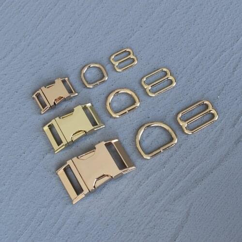 50 Sets 15/20/25mm Metal Hardware D Ring Belt Straps Slider Gold Release Buckle Spring Hook For Dog Leash Harness Accessories