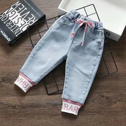 Girls Jeans for Kids spring autumn letterTrousers Children Jeans Kids Fashion Denim Pants Casual Ripped Baby Jean