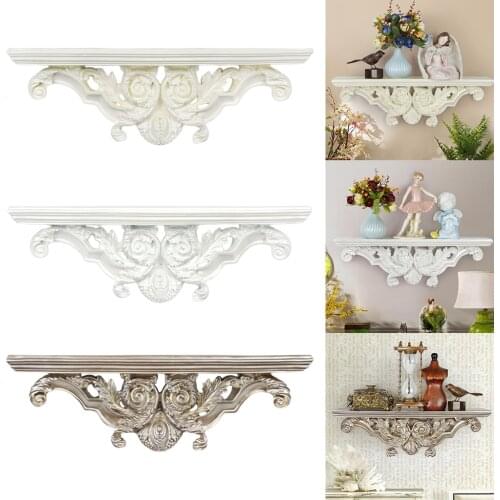 European Style Floating Shelf Wall Mount Creative Resin Hollow Storage Holder Living Room Decor Artware Crafts