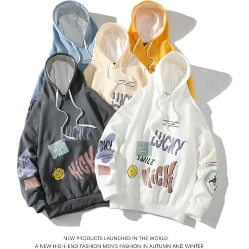 Japan Fashion Casual Spring Autumn 2021 Oversize Black White Hoodie Sweatshirt MenS Thick Fleece Style Hip Hop High Streetwear