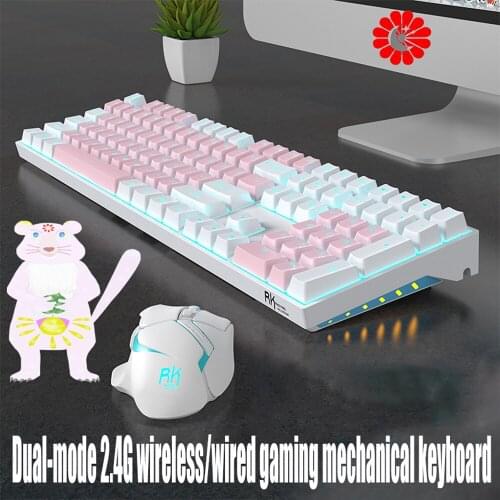 Gaming mechanical keyboard and mouse set 108 key backlight 2.4G wireless/wired dual-mode computer notebook keyboard for PC gamer