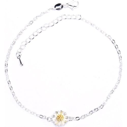 Beautiful Small Daisy Flower Chian Bracelet Simple Charm Bracelets Women Jewelry