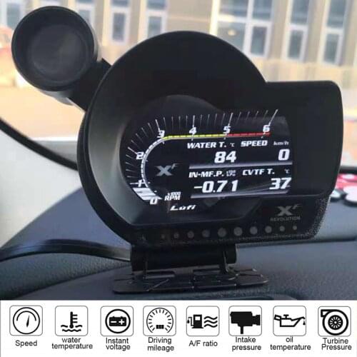 Lufi XF OBD2 digital turbo boost oil pressure water temperature gauge for car RPM Air fuel ratio Fuel level Speed EXT Oil Meter