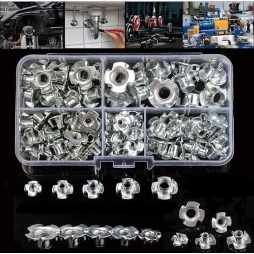 M3/M4/M5/M6/M8 Four Pronged Claws Speaker Nut Blind Inserts Nut T Nut For Wood Furniture 103PCS/Pack