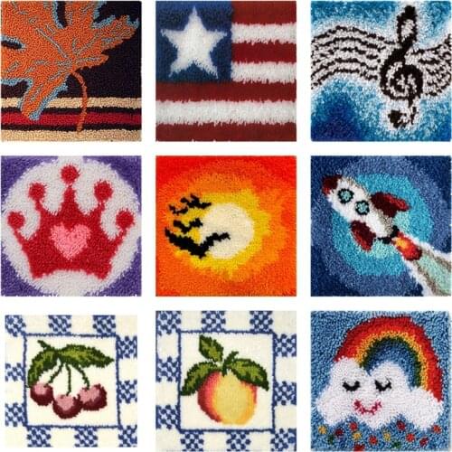 Cartoon Crown Rainbow Latch Hook Pillow Rug Kits Smyrna European And American Style Latch Hook DIY Embroidery Package Pillow