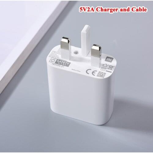 Original Xiaomi 5V 2A Charger UK Plug Power Wall Adapter Micro/Type C Cable For Mi 9 8 SE 6 4C 5C A3 CC9 Redmi S2 7A 6A Note 8 7