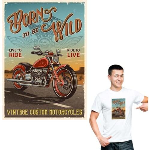 Retro Ride Transfers For Clothing Washable Diy Accessory Print On T-Shirt Clothes Decoration New Design Stickers On Motorcycle