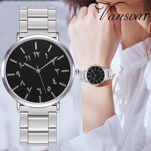 Dropshipping Women Fashion Arabic Numbers Watch Casual Stainless Steel Quartz Wrist Watch Relogio Feminino