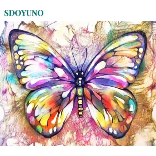 SDOYUNO Painting By Numbers Butterfly and flowers DIY Paint By Numbers For Adults Frame Home Decor Wall Picture For Living Room