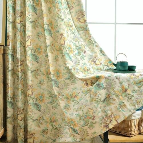 Modern Boutique Fresh Pastoral Style Curtains for Living Room Bedroom Simple Polyester Cotton Printed Curtains Tulle Custom