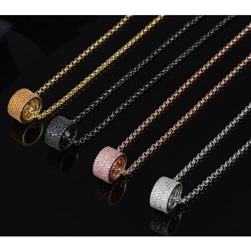 Simle Cylinder Necklaces Round Simple Statement Necklace Adjustable Chain Zirconia Unisex Modern Jewelry Gifts For Women Zk30
